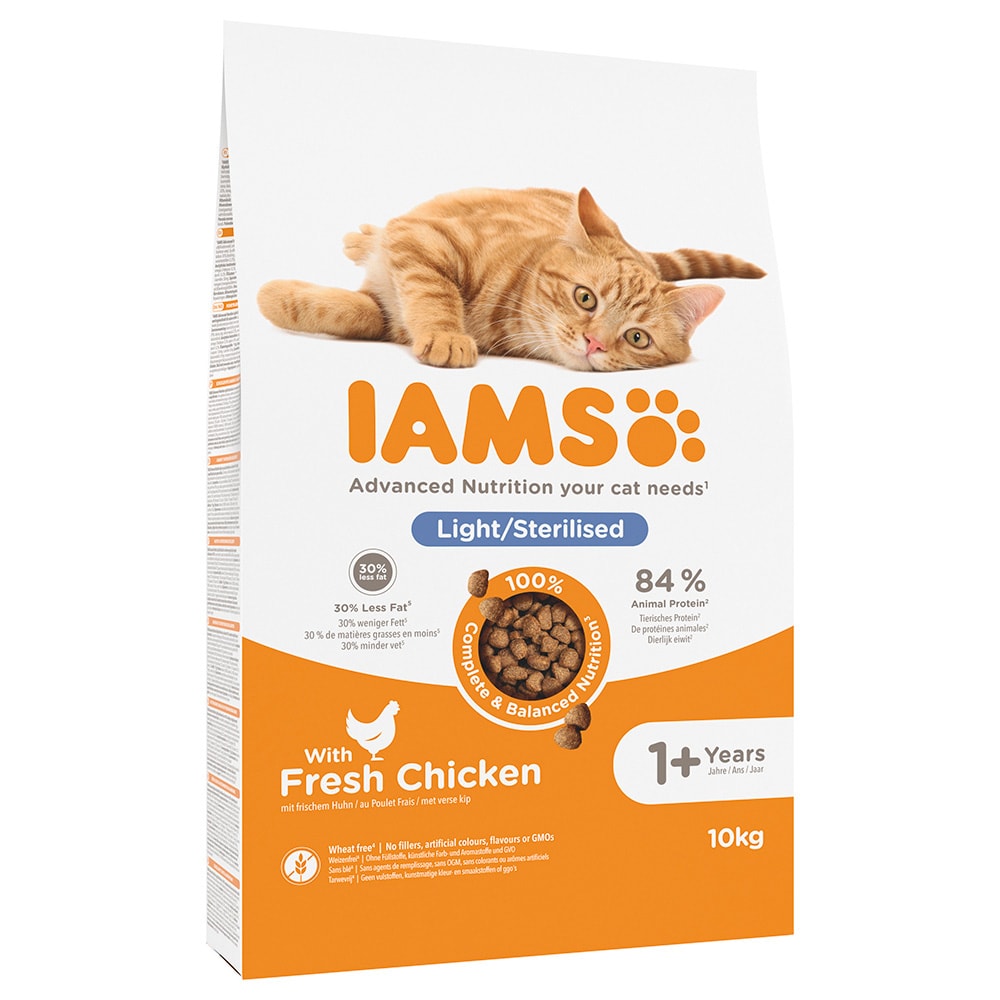 IAMS pienso para gatos 2 x 10 / 15 kg - Pack Ahorro - Sterilised con pollo fresco (2 x 10 kg) - Image 1