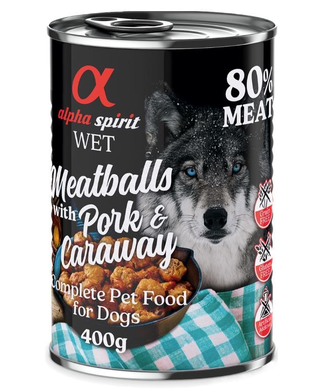 Alpha Spirit Albóndigas para perros 6 x 400 g - Cerdo y comino - Image 1
