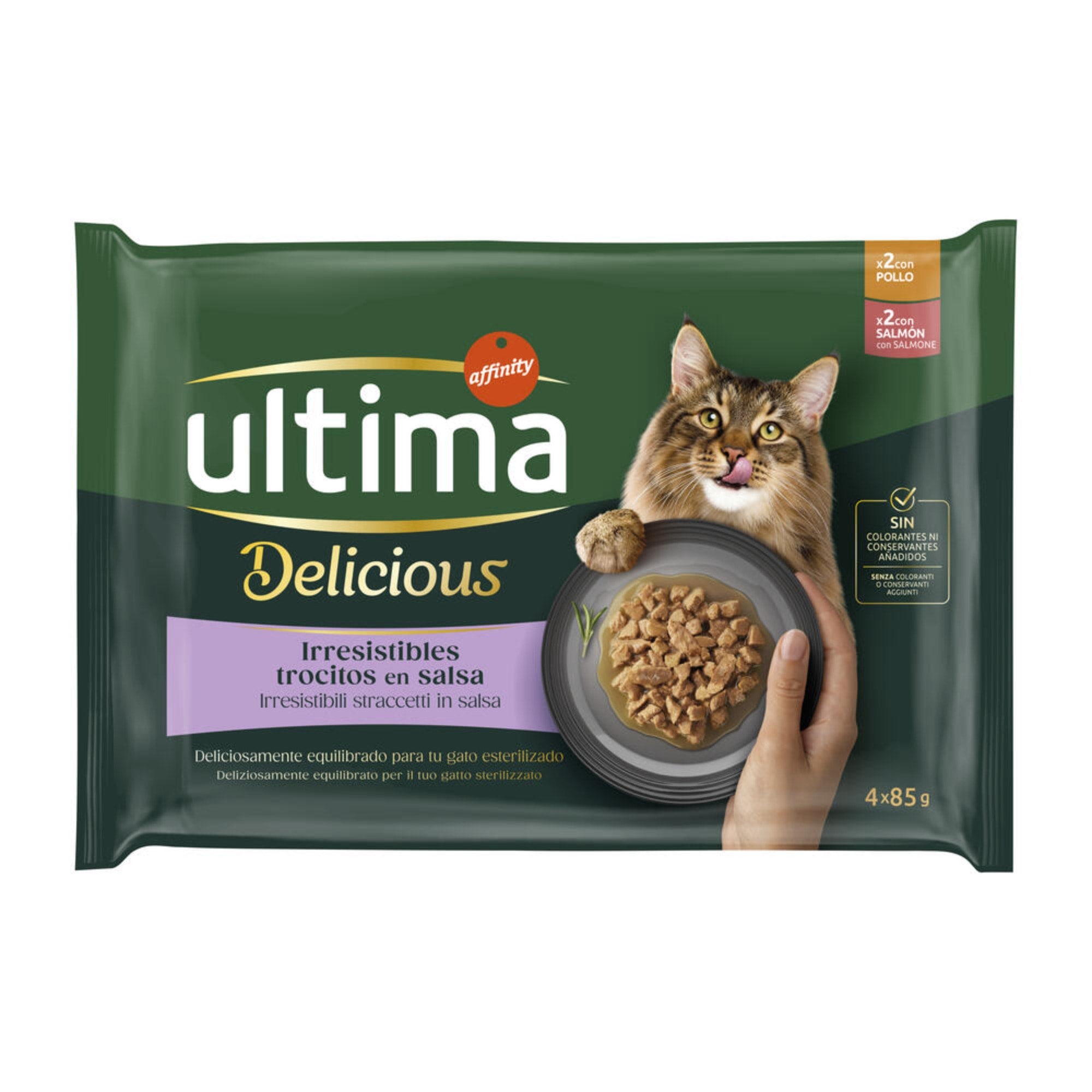 Ultima Delicious Adult Sterilized 48 x 85 g - Pollo y salmón - Image 1
