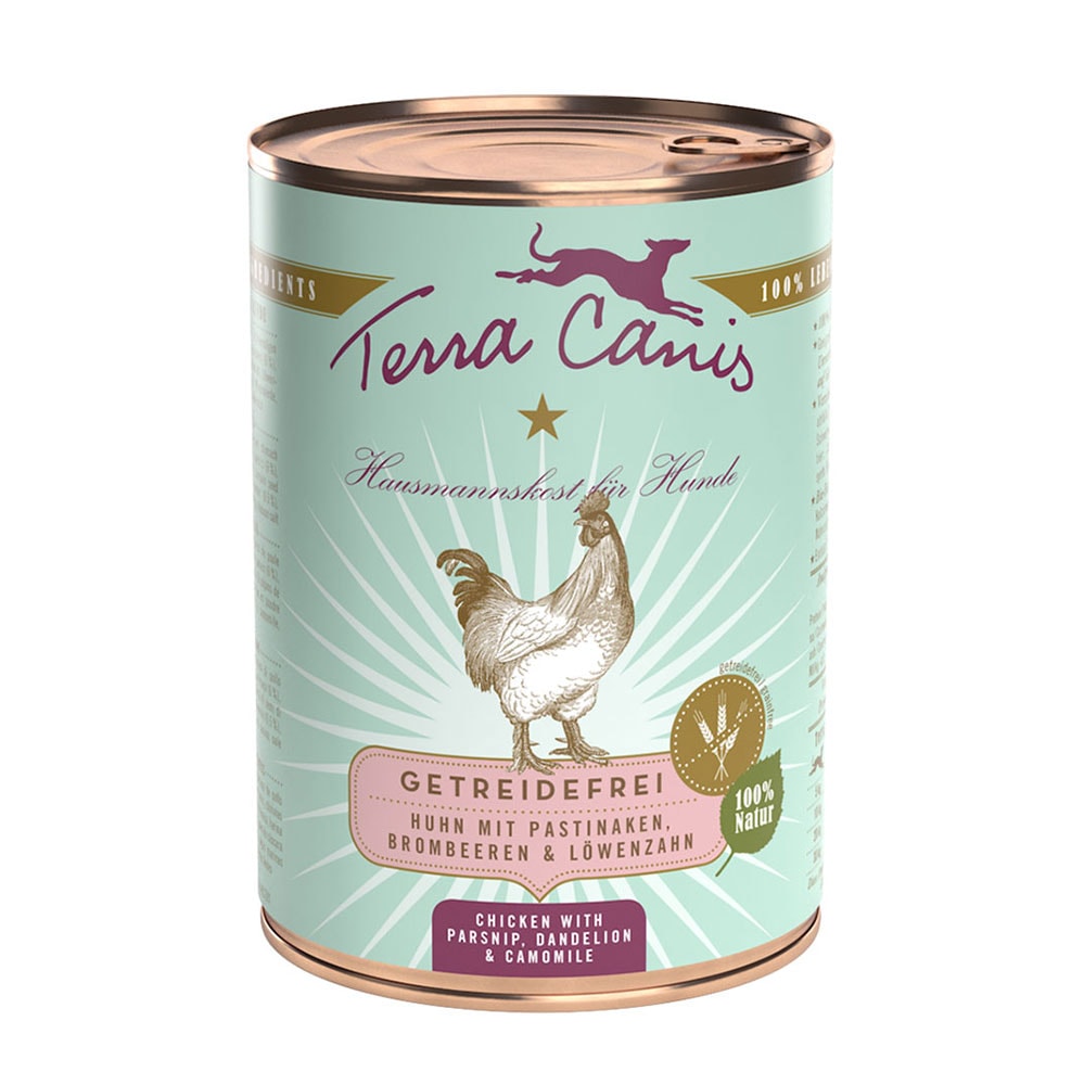 Terra Canis sin cereales 6 x 400 g - Pollo con chirivía, diente de león y moras - Image 1