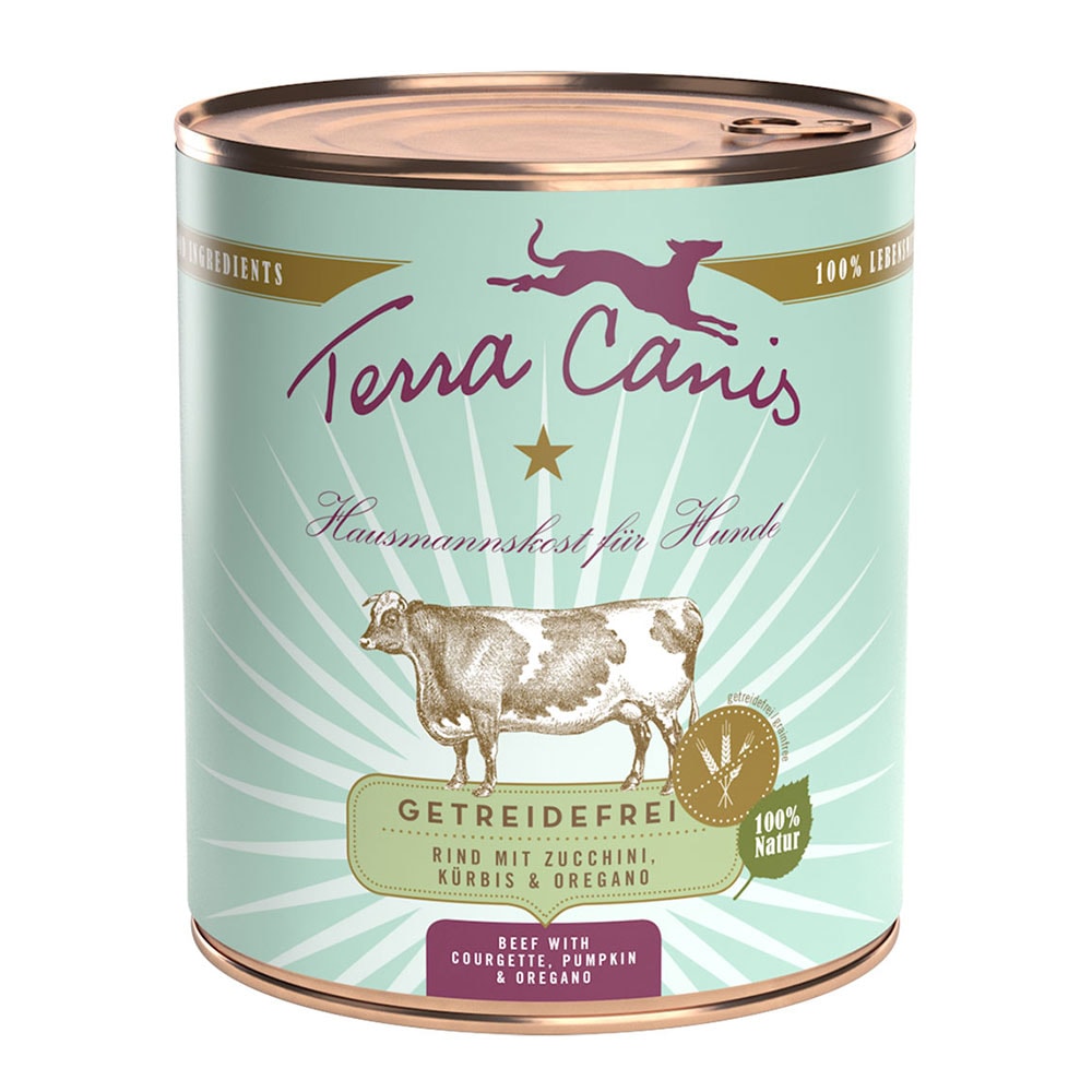 Terra Canis sin cereales 6 x 800 g - Vacuno con calabacín, calabaza y orégano - Image 1
