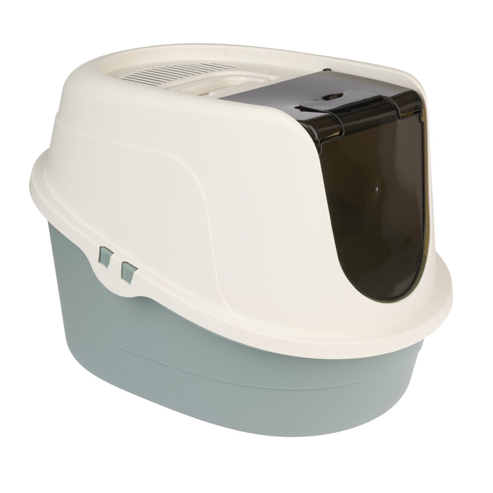 Arenero cubierto TIAKI Teala para gatos - blanco / verde azulado - Image 1