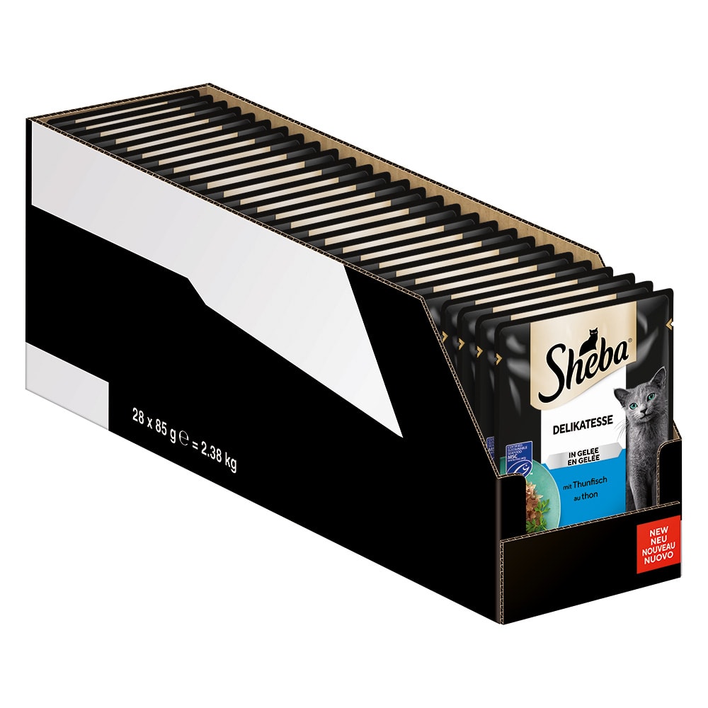 Sheba Receta única 28 x 85 g en sobres comida húmeda para gatos - Delicias en gelatina con atún - Image 1