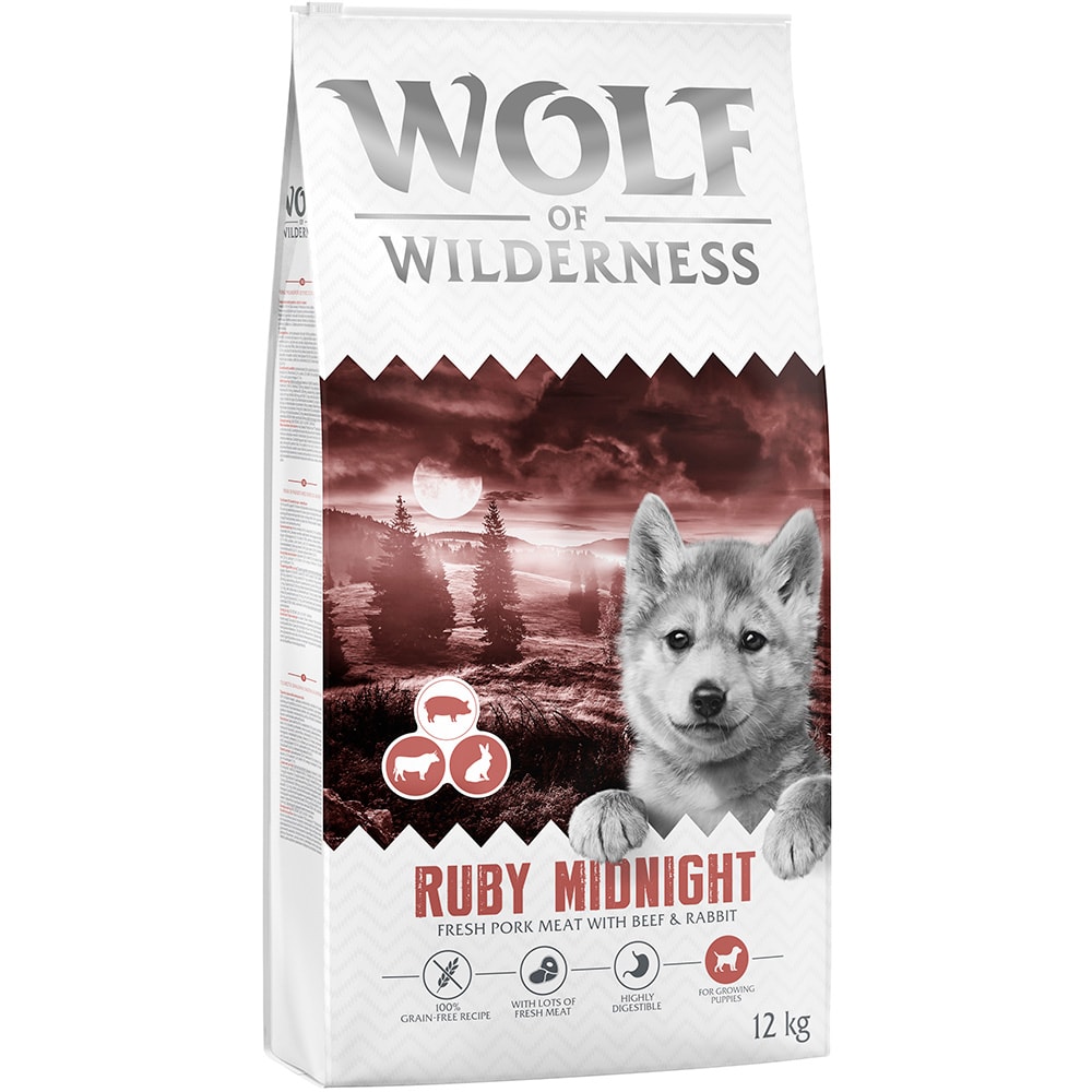 Wolf of Wilderness 2 x 12 kg - Pack Ahorro - Junior Ruby Midnight con vacuno y conejo (2 x 12 kg) - Image 1