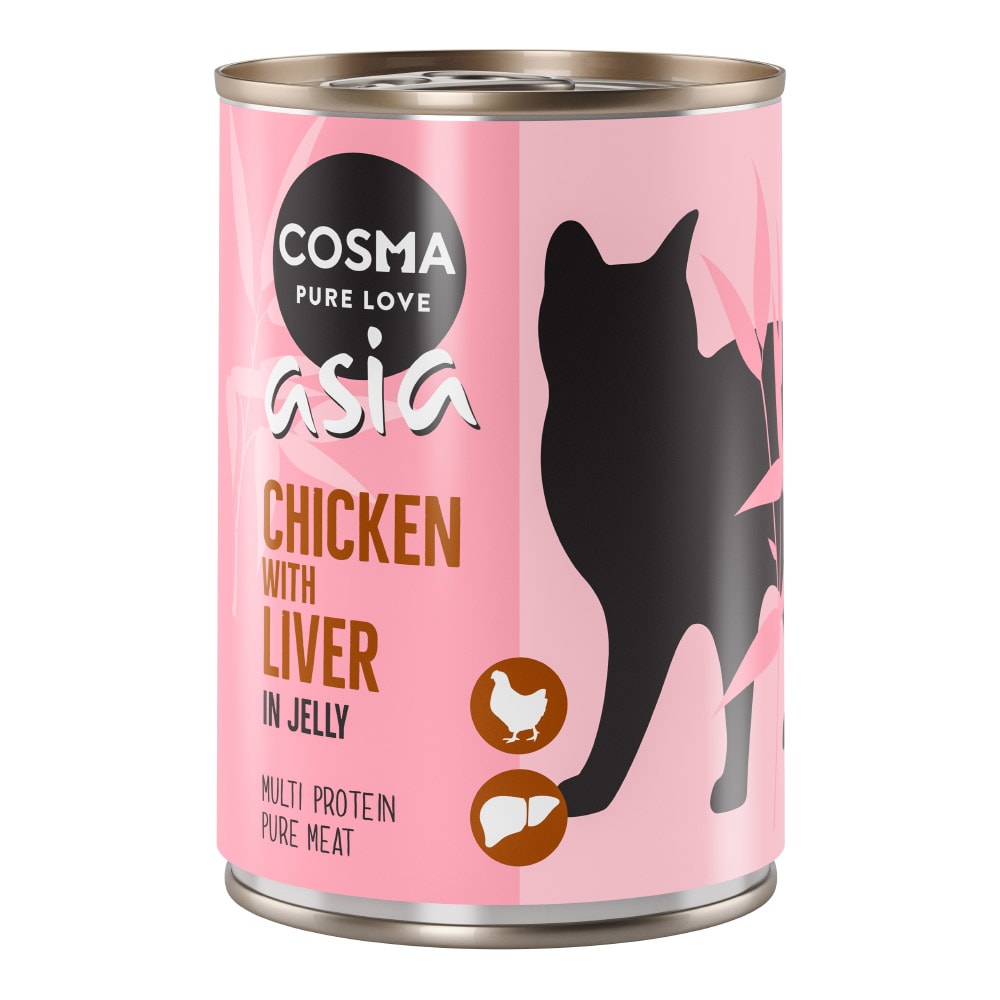 Cosma Asia en gelatina 6 x 400 g - Pollo con hígado de pollo - Image 1