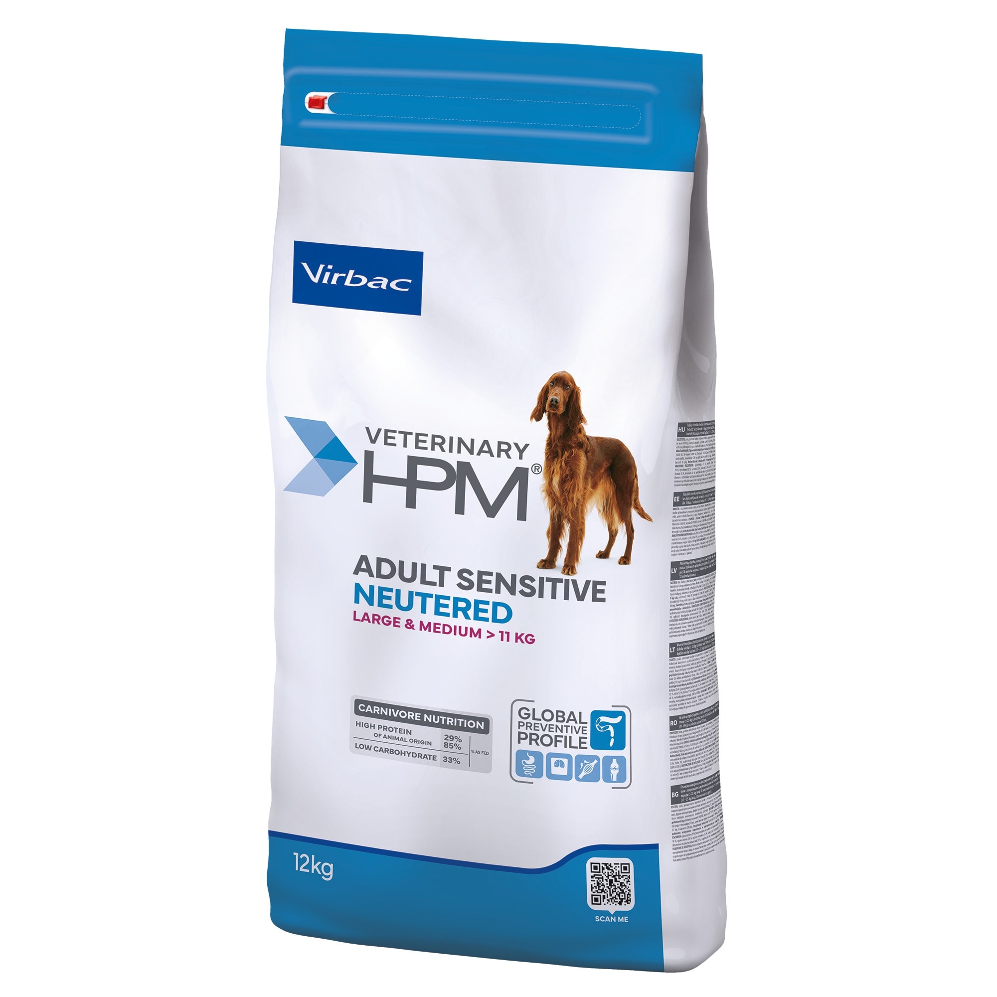 Virbac Veterinary HPM Adult Sensitive Neutered Dog Large & Medium - 2 x 12 kg - Pack Ahorro - Image 1