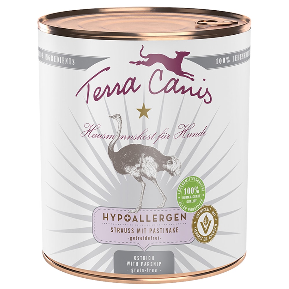 Terra Canis Hipoalergénico 6 x 800 g - Avestruz con chirivía - Image 1