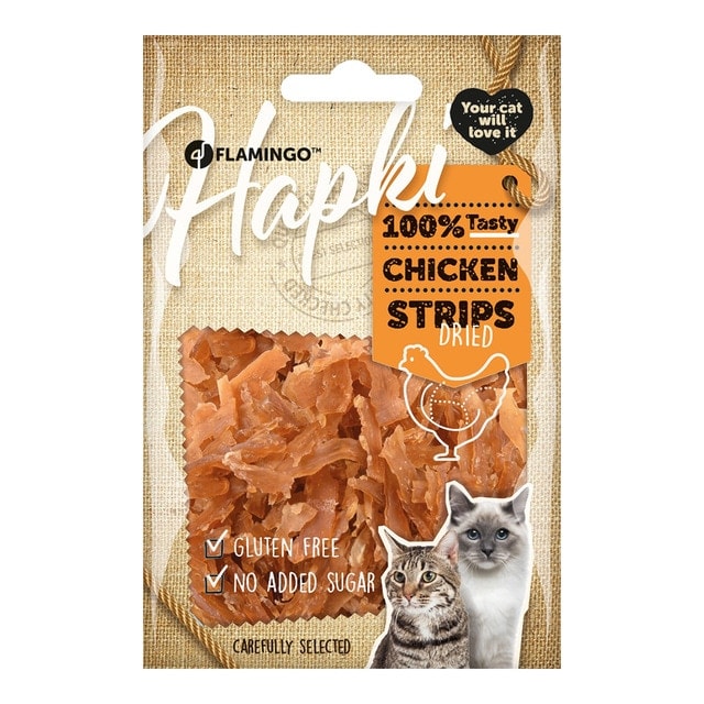 Flamingo - Snack para gatos Flamingo Hapki tiras de pollo secas 50 g. - Image 1