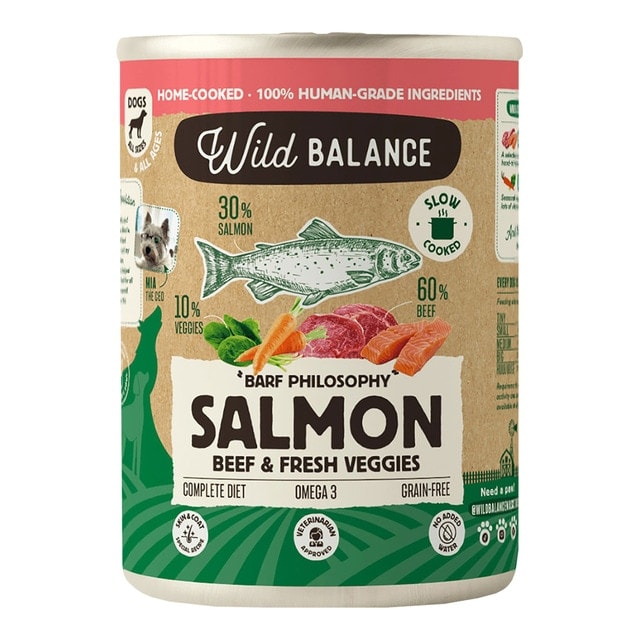 Wild Balance - Comida húmeda para perros adultos Wild Balance barf trozos salmón, ternera y verduras frescas 400 g. - Image 1