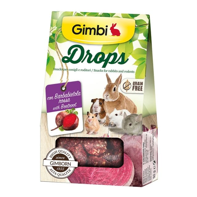 Gimbi - Snack para conejos y roedores Gimbi Drops con remolacha 50 g.
