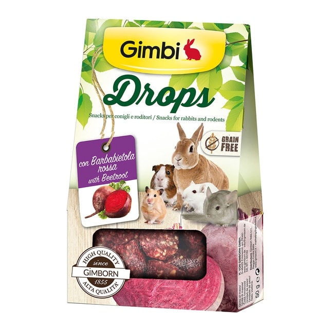 Gimbi - Snack para conejos y roedores Gimbi Drops con remolacha 50 g. - Image 1