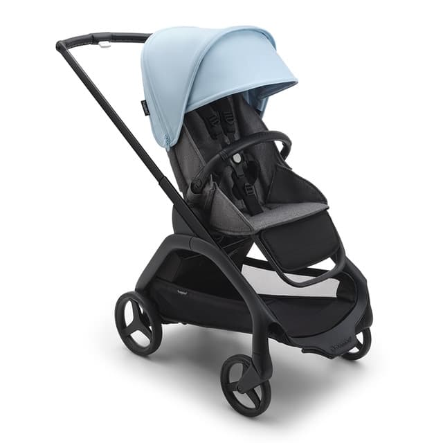 Bugaboo - Silla de paseo Bugaboo Dragonfly base negro-gris melange con capota azul horizonte.