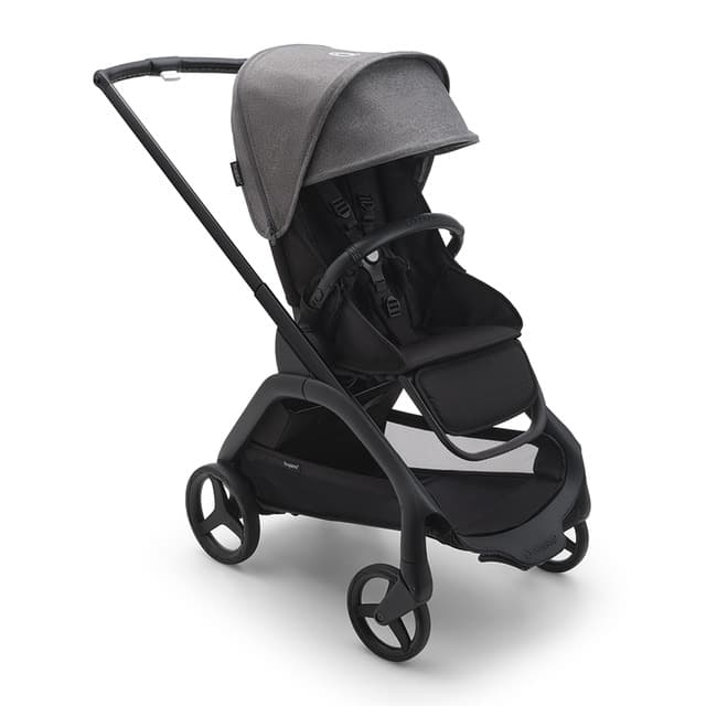 Bugaboo - Silla de paseo Bugaboo Dragonfly base negro-negro medianoche con capota gris melange.