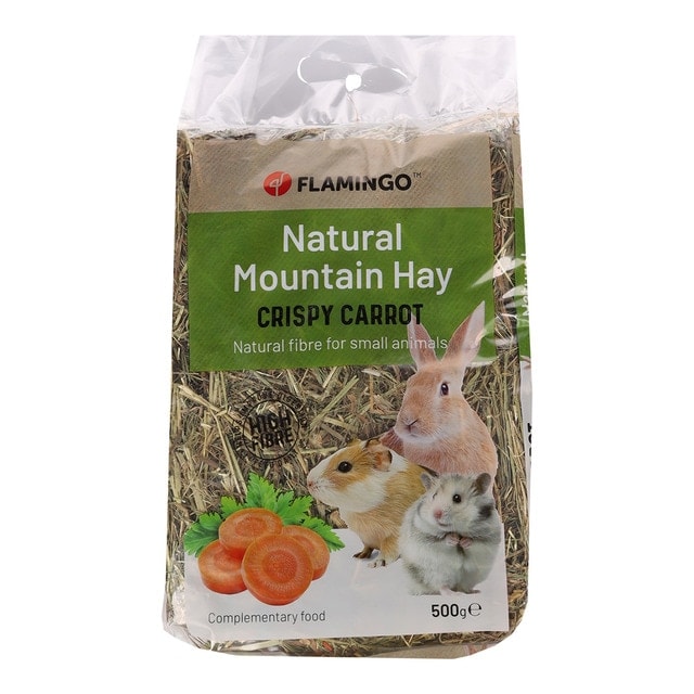 Flamingo - Heno de montaña con zanahoria para conejos y roedores Flamingo 500 g. - Image 1
