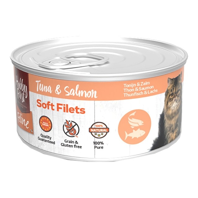 Hobby First - Comida húmeda para gatos adultos Hobby First filetes atún y salmón 70 g. - Image 1
