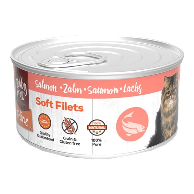 Hobby First - Comida húmeda para gatos adultos Hobby First filetes salmón 70 g. - Image 1