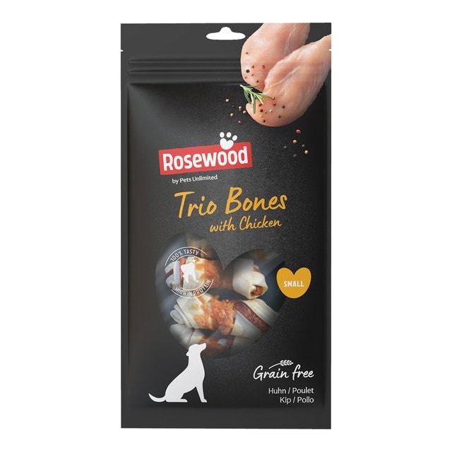 Rosewood - Snack para perros adultos minis y pequeños Rosewood trío huesos pollo 4 sticks. - Image 1