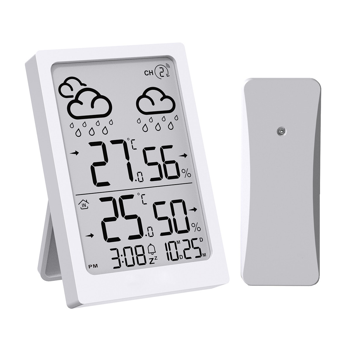 Inves - Reloj despertador Inves E0558WST2H2-V3 con indicador de temperatura interior y exterior, blanco. - Image 1