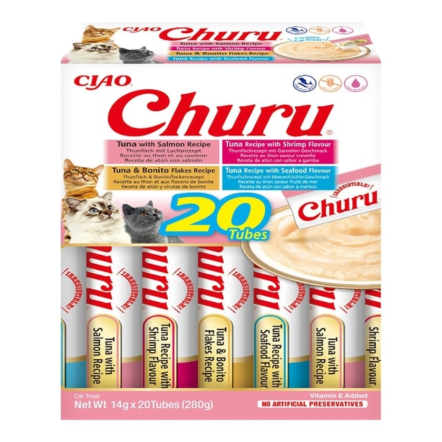 Churu - Snack para gatos adultos Churu variedades de marisco 20 x 14 g. - Image 1