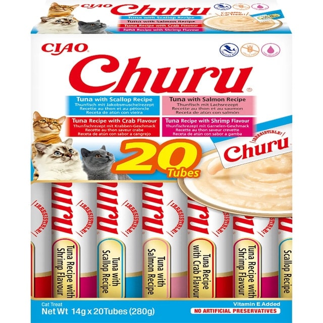 Churu - Snack para gatos adultos Churu variedades de atún con marisco 20 x 14 g. - Image 1
