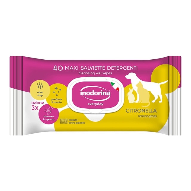 Inodorina - Toallitas Inodorina para perros y gatos Refresh Citronella. - Image 1