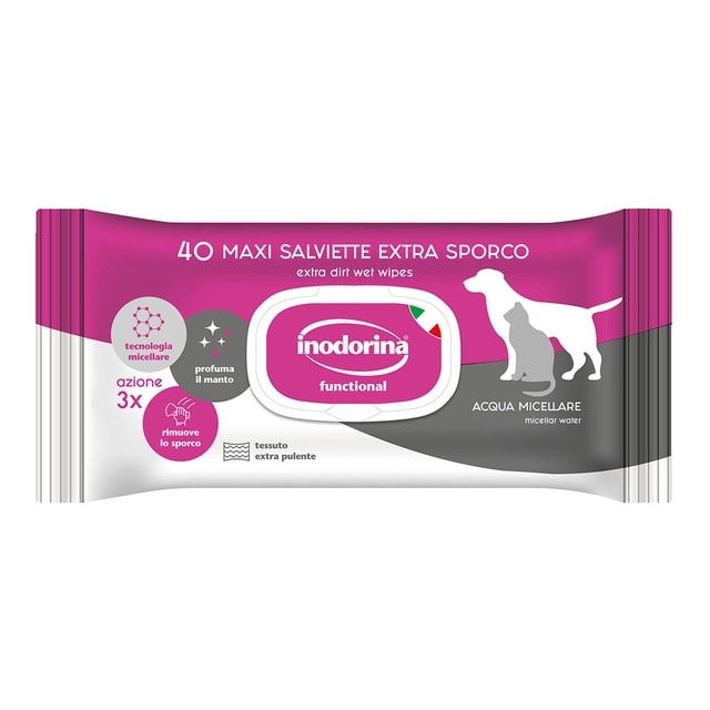 Inodorina - Toallitas Inodorina para perros y gatos Refresh Sensitive Agua Micelar. - Image 1