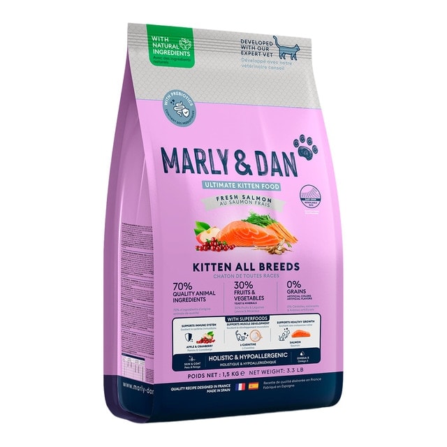 Marly & Dan - Pienso para gatitos Marly and Dan salmón 1,5 kg. - Image 1
