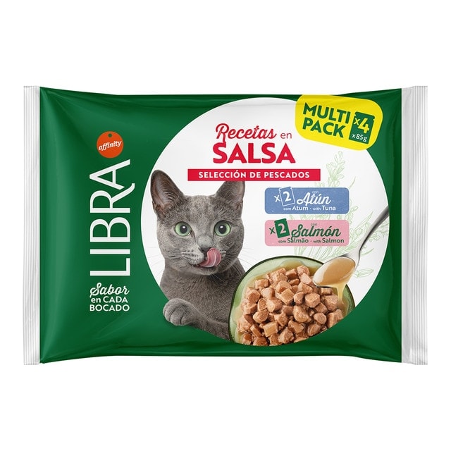 Libra - Comida húmeda para gatos adultos Libra recetas en salsa atún y salmón. - Image 1