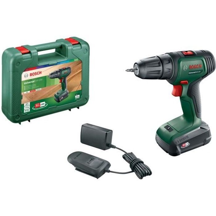 Perceuse-visseuse sans-fil Bosch - UniversalDrill 18V 40Nm + 1 batterie 1,5 Ah, 1 chargeur, 1 embout de vissage double et coffret - Image 1