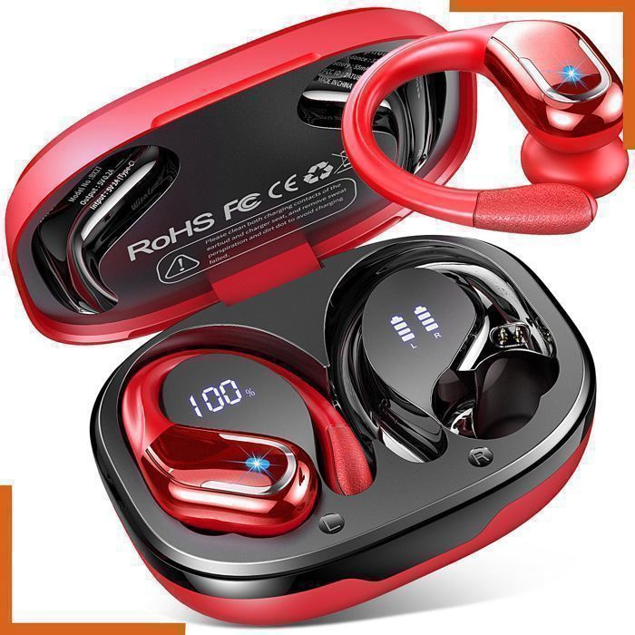 Ecouteur Bluetooth Sport,75Hrs Ecouteur sans Fil Bluetooth avec 3D HiFi Stéréo, Réduction du bruit, Écran LED Casque iOS/Android - Image 1