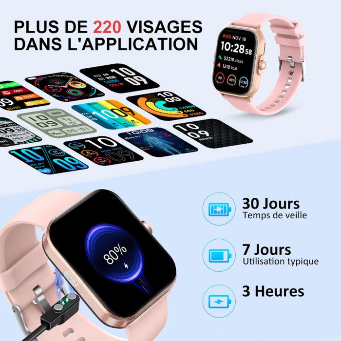 Montre Connectée Femme avec Appel Bluetooth - 2,01" ECG Smartwatch de Fitness, 20+ Modes Sportifs - IP67 Étanche pour Android iOS - Image 1