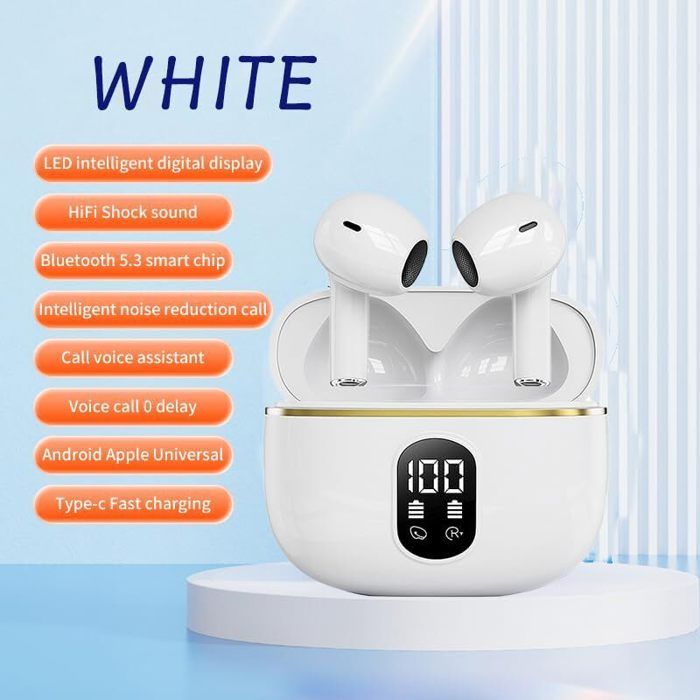 Écouteurs sans fil avec son stéréo et basses puissantes, écouteurs Bluetooth légers avec 48 heures d'autonomie Blanc - Image 1