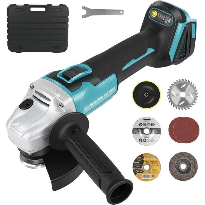 Meuleuse d'Angle 125mm Sans Fil 18V - Sécurité et Confort- Moteur Brushless 12000 tr/min - Kit Complet avec Disques et Coffret - Image 1