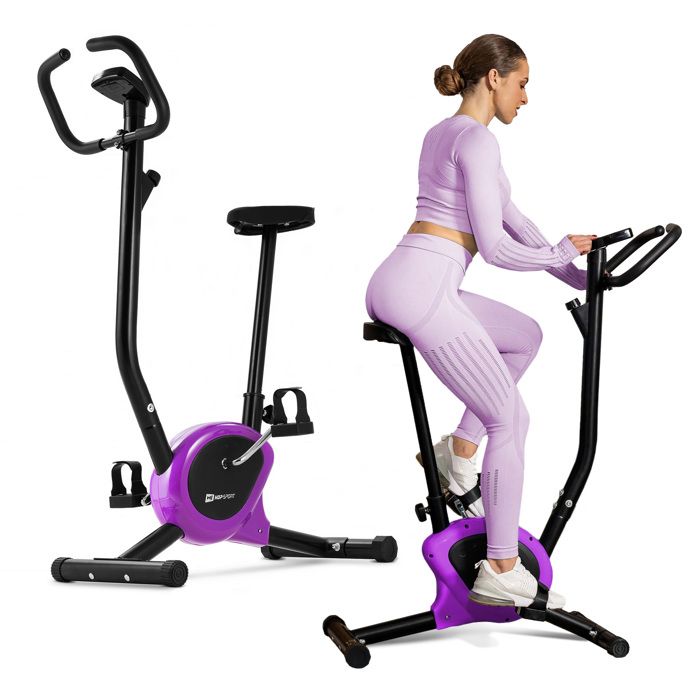 Hop-Sport Vélo d'Appartement Mécanique HS-010H Rio, Compact, Résistance Réglable, Ordinateur d'Entraînement, Jusqu'à 120 kg, Violet - Image 1