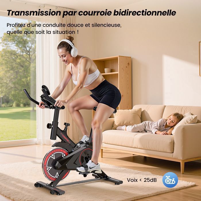 Vélo d'exercice, Vélo d'intérieur Silencieux avec écran LCD, Vélo d'Appartement Résistance Réglable - Formill QK101 - Image 1