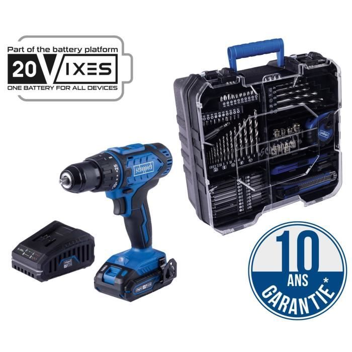 Coffret perceuse visseuse sans fil C-DTB74/1-X - 50Nm mandrin 13mm + 74 accessoires - SCHEPPACH 20V IXES + batterie 2Ah + chargeur - Image 1