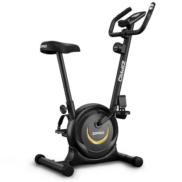 Vélo d'Appartement Magnétique ZIPRO One S Gold- Cardio Fitness - 8 Niveaux - Écran LCD & Capteurs Pouls - Max 110kg - Noir/Or - Image 1