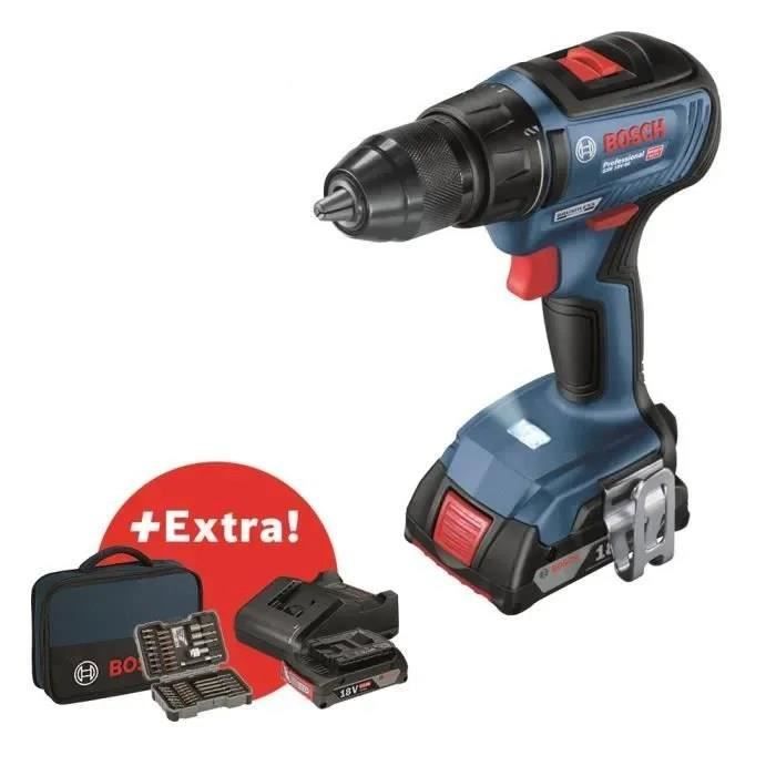 30€ de remise clients CDAV - Perceuse-visseuse Bosch Professional GSR 18V-50 + 2 batteries 2,0Ah + chargeur GAL 18V-20 + 43 acc - Image 1