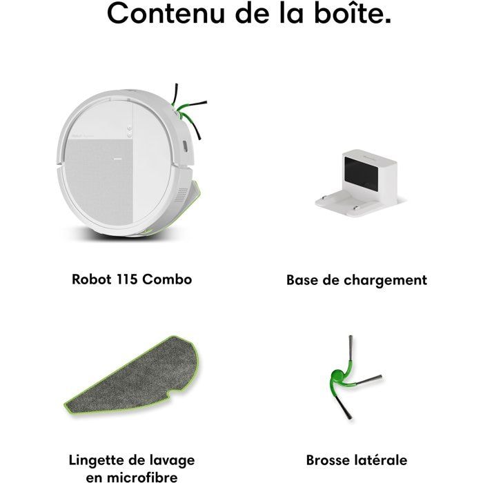 iRobot ROOMBA 115 - Robot aspirateur laveur - 15 000 Pa - 240 ml - Blanc - Image 1