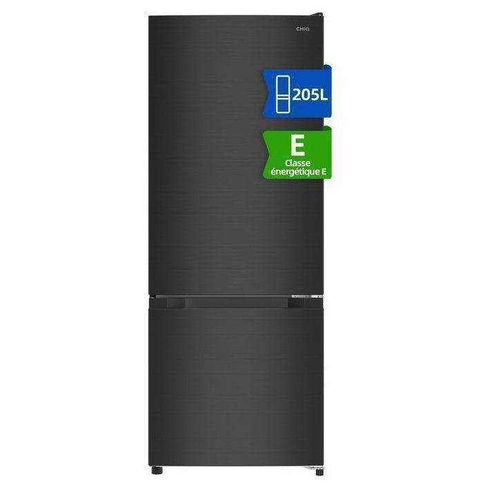 CHiQ Réfrigrateur congélateur FBM205L42-205L (153 52),Classe énergtique E, 39 dB, Acier noir, Low frost, Portes réversibles - Image 1