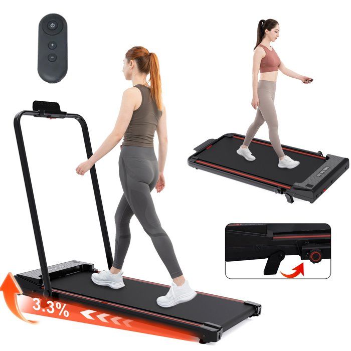 Tapis de Course Pliable et Inclinaible jusqu'à 3.3%,CITYSPORTS ZX2.Moteur 1400W,Vitesse 1-12km/h,Noir avec Rouge - Image 1