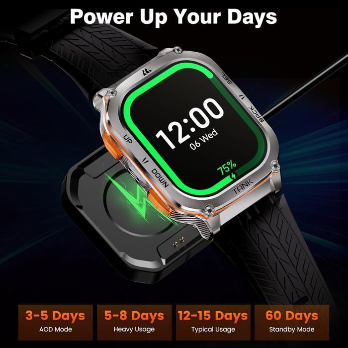 Montre Connectée homme SmartWatch Sport GPS 5ATM 480mAh KOSPET M3 Ultra Tracker d'Activit Android iOS Samsung iphone Argent 2 Bande - Image 1