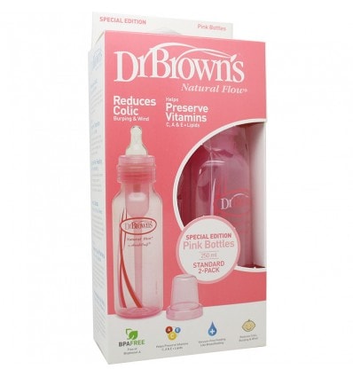 Dr Browns Biberon Rosa Boca Estrecha Pack Duplo - Image 1