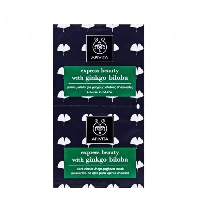 Apivita Express Mascarilla Contorno de Ojos Bolsas Ojeras Gingko Biloba 2x2ml - Image 1