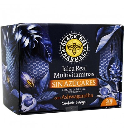 Black Bee Jalea Real Multivitaminas Sin Azucares Ashwagandha 20 Ampollas - Image 1