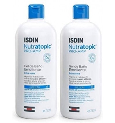 Isdin Nutratopic Pro Amp Isdin Gel Baño emoliente 750 ml + 750ml Duplo Promoción - Image 1