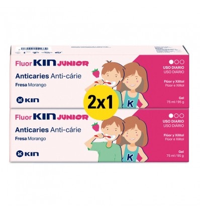 Kin Fluorkin Junior Gel Fresa 75 ml + 75ml Duplo Promoción - Image 1