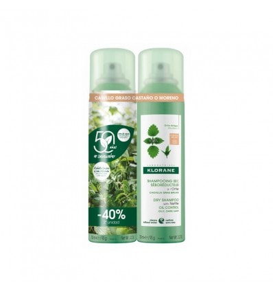 Klorane Champu Seco Ortiga Natural Cabello castaño o moreno 150 ml+150ml - Image 1