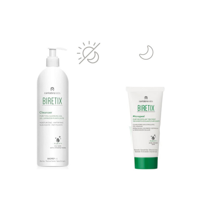 Biretix Rutina Limpieza Piel Con Tendencia Acnéica Cleanser 400ml + Micropeel 50ml - Image 1