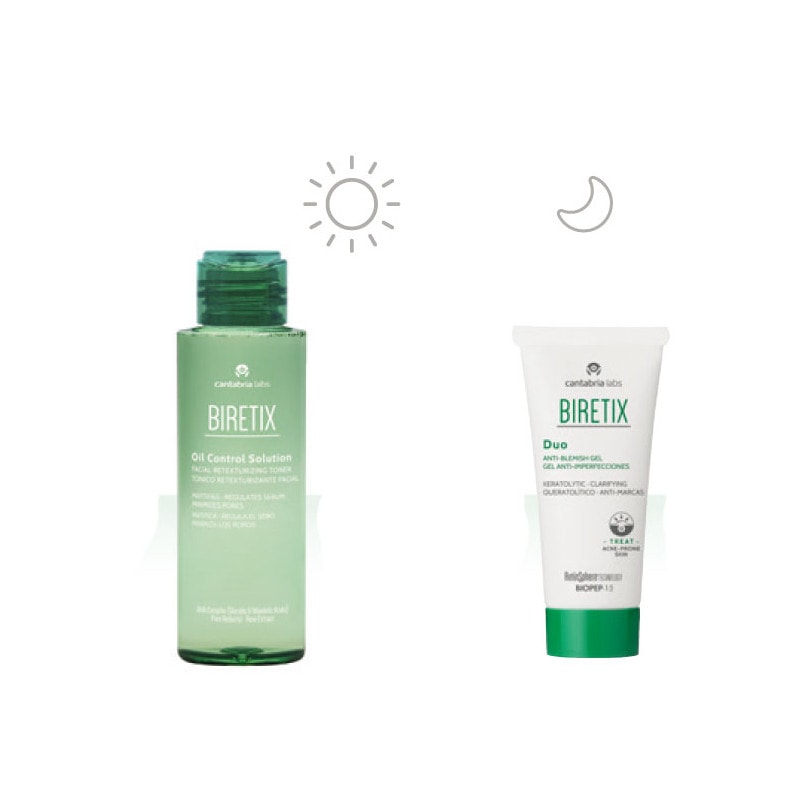 Biretix Rutina Tratamiento Piel Acneica Leve Oil Control 100ml + Duo 30ml - Image 1